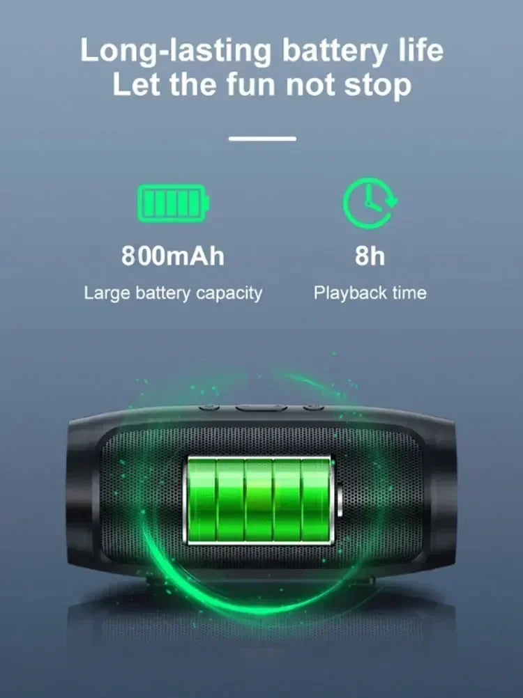 Portable Bluetooth Speaker with Dual Stereo, FM Radio, TF/USB Playback, and Subwoofer Sound