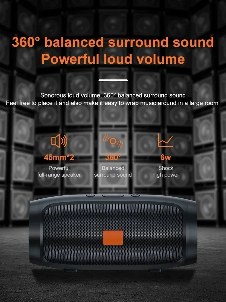 Portable Bluetooth Speaker with Dual Stereo, FM Radio, TF/USB Playback, and Subwoofer Sound
