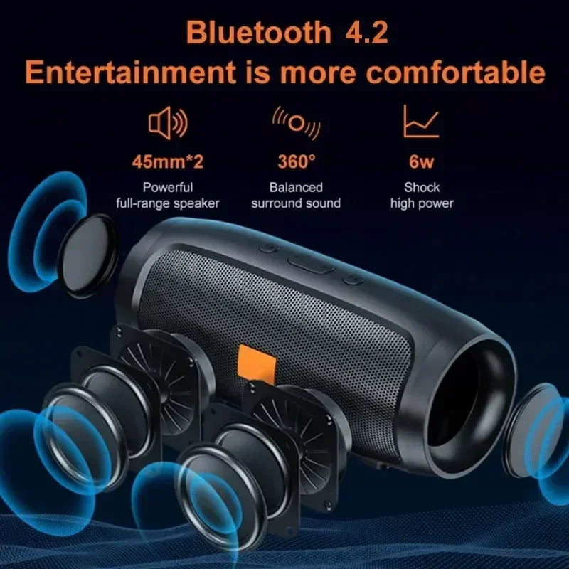 Portable Bluetooth Speaker with Dual Stereo, FM Radio, TF/USB Playback, and Subwoofer Sound