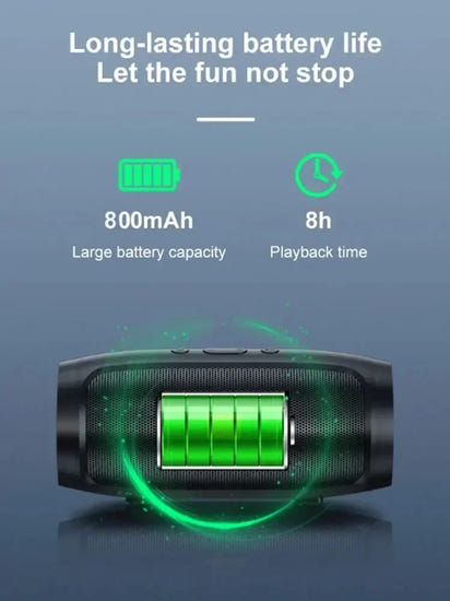 Portable Bluetooth Speaker with Dual Stereo, FM Radio, TF/USB Playback, and Subwoofer Sound