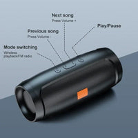 Portable Bluetooth Speaker with Dual Stereo, FM Radio, TF/USB Playback, and Subwoofer Sound