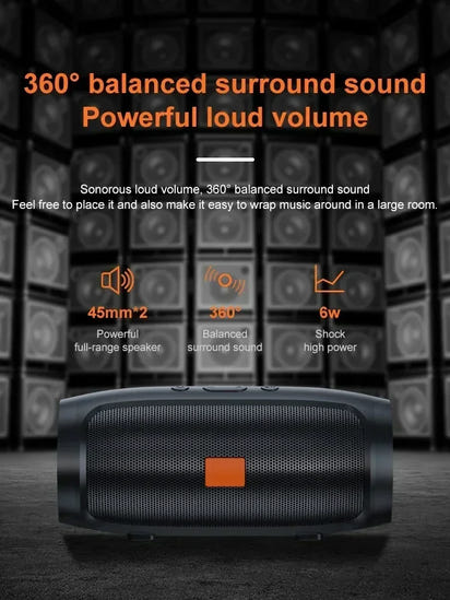 Portable Bluetooth Speaker with Dual Stereo, FM Radio, TF/USB Playback, and Subwoofer Sound