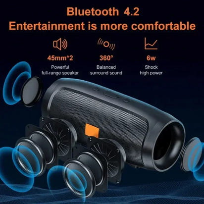 Portable Bluetooth Speaker with Dual Stereo, FM Radio, TF/USB Playback, and Subwoofer Sound